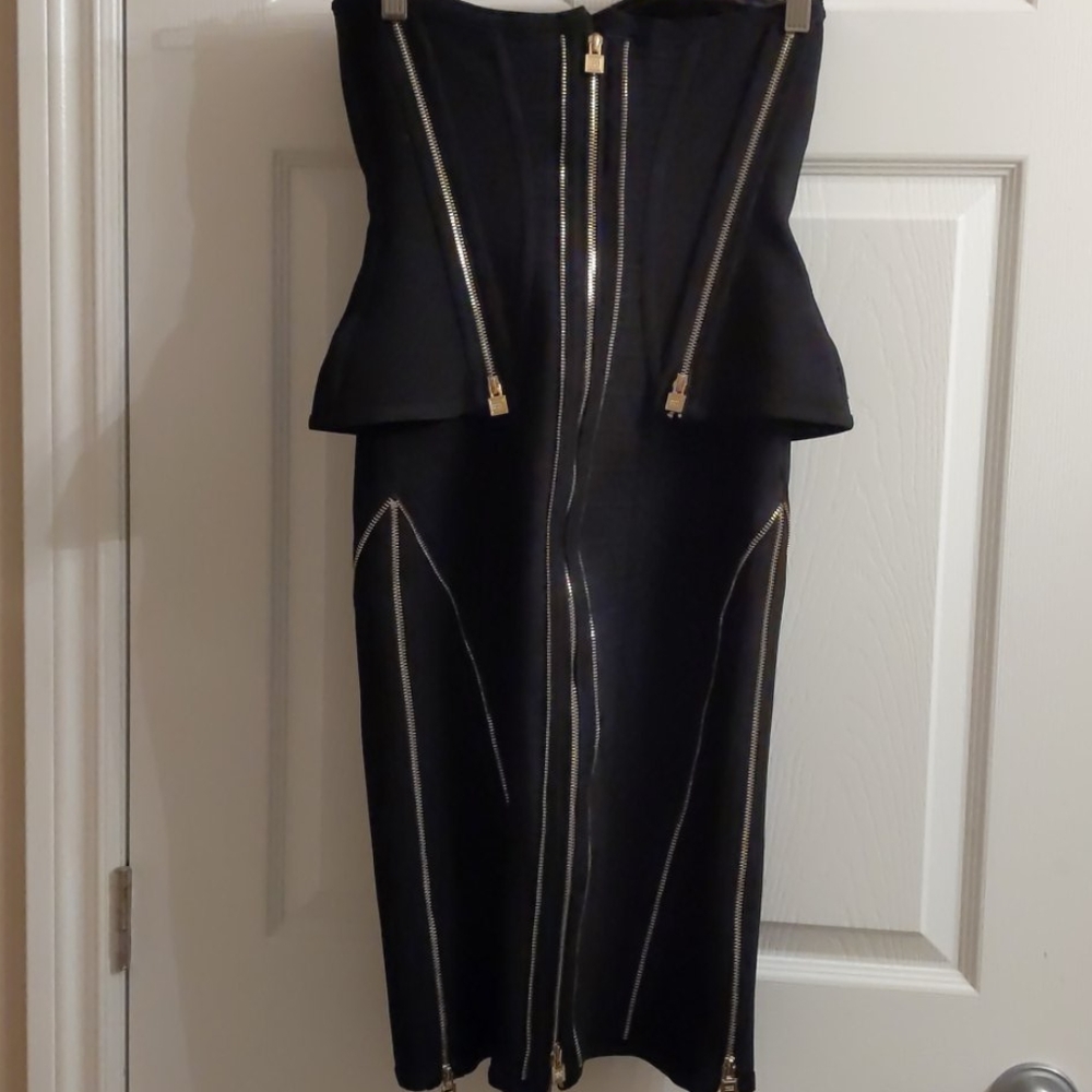 Herve Leger Black Strapless Dress - Picture 5 of 8